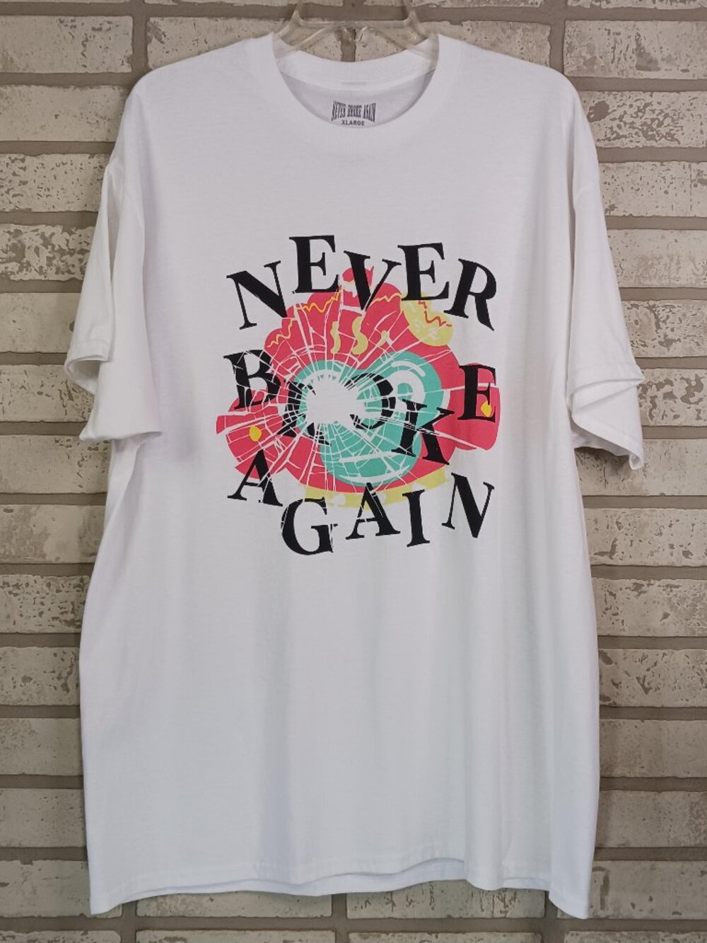 Never Broke Again Mens XL Short Sleeve T Shirt White Cotton Graphic Print